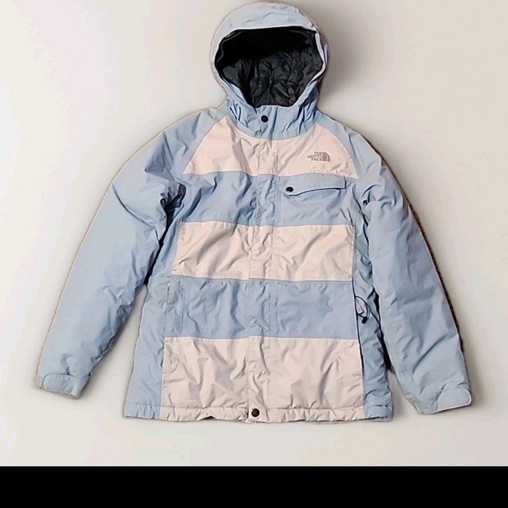The North Face Light Blue and White Winter Jacket